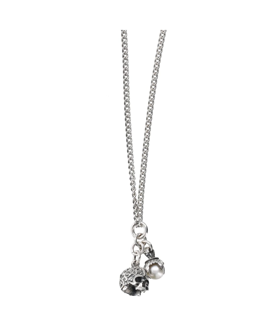 Emanuele Bicocchi Pearl And Skull Pendant Necklace | italist