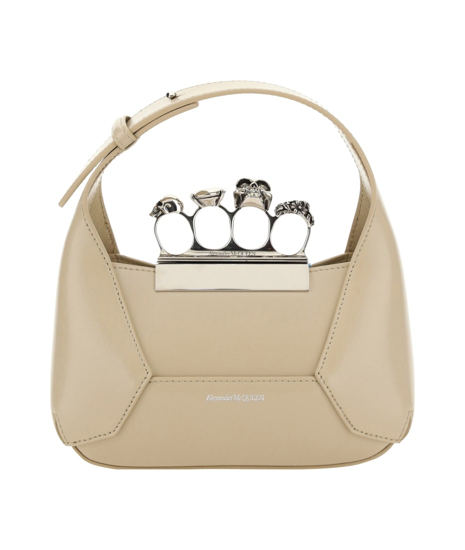 【関税&送料込】Alexander Mcqueen Leather The Jewelled Hobo Alexander McQueen Jewelled Hobo Leather Tote Bag | Neutrals