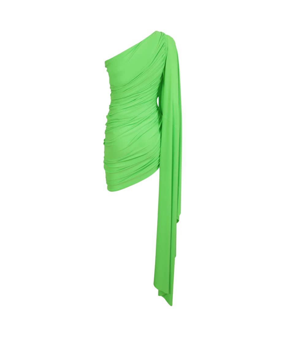 lime green knee length dress Rangsutra Bandhani Strappy Knee Length Dress In Lime Green – Okhaistore main image 0