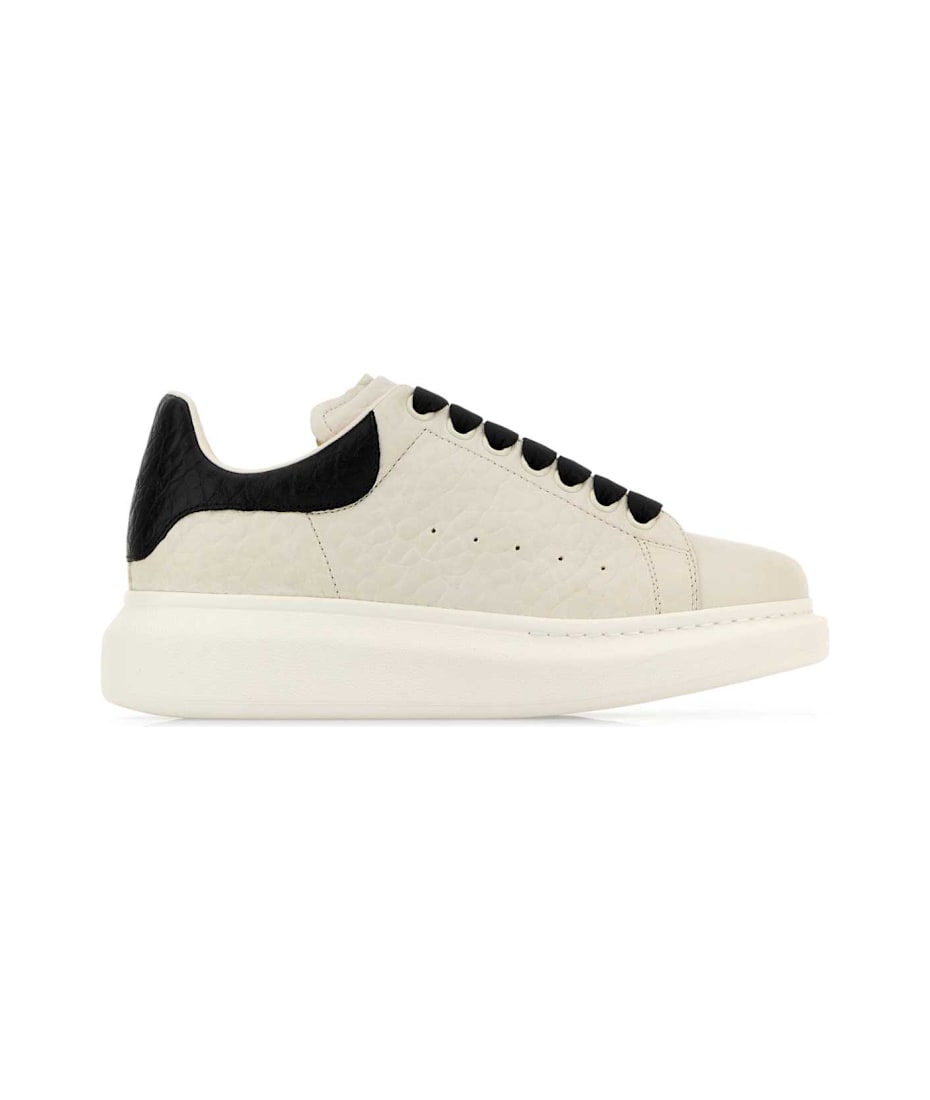 Alexander McQueen White Leather Sneakers With Black Leather