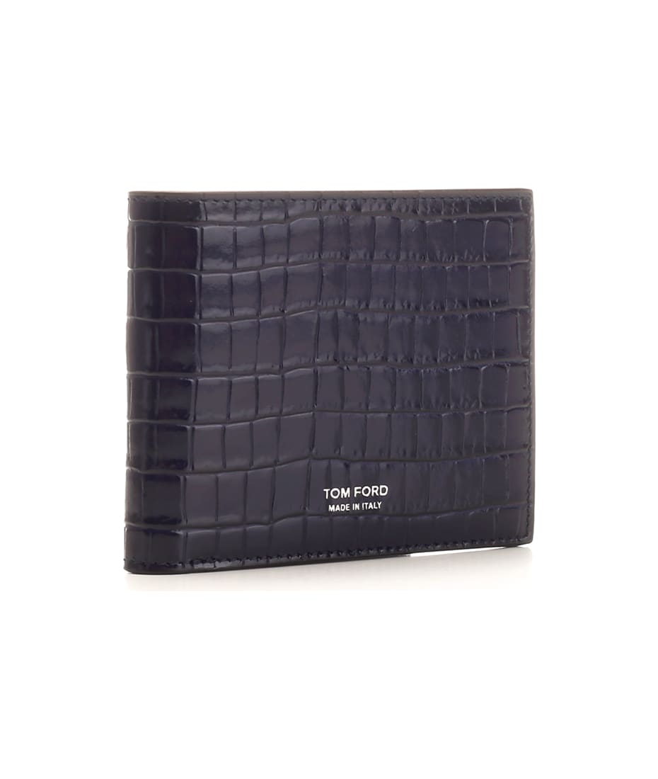 Tom Ford Crocodile-Embossed Patent Leather Wallet - Blue