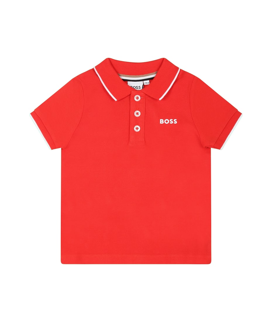 Hugo Boss Red Polo Shirt For Baby Boy With Logo italist, ALWAYS