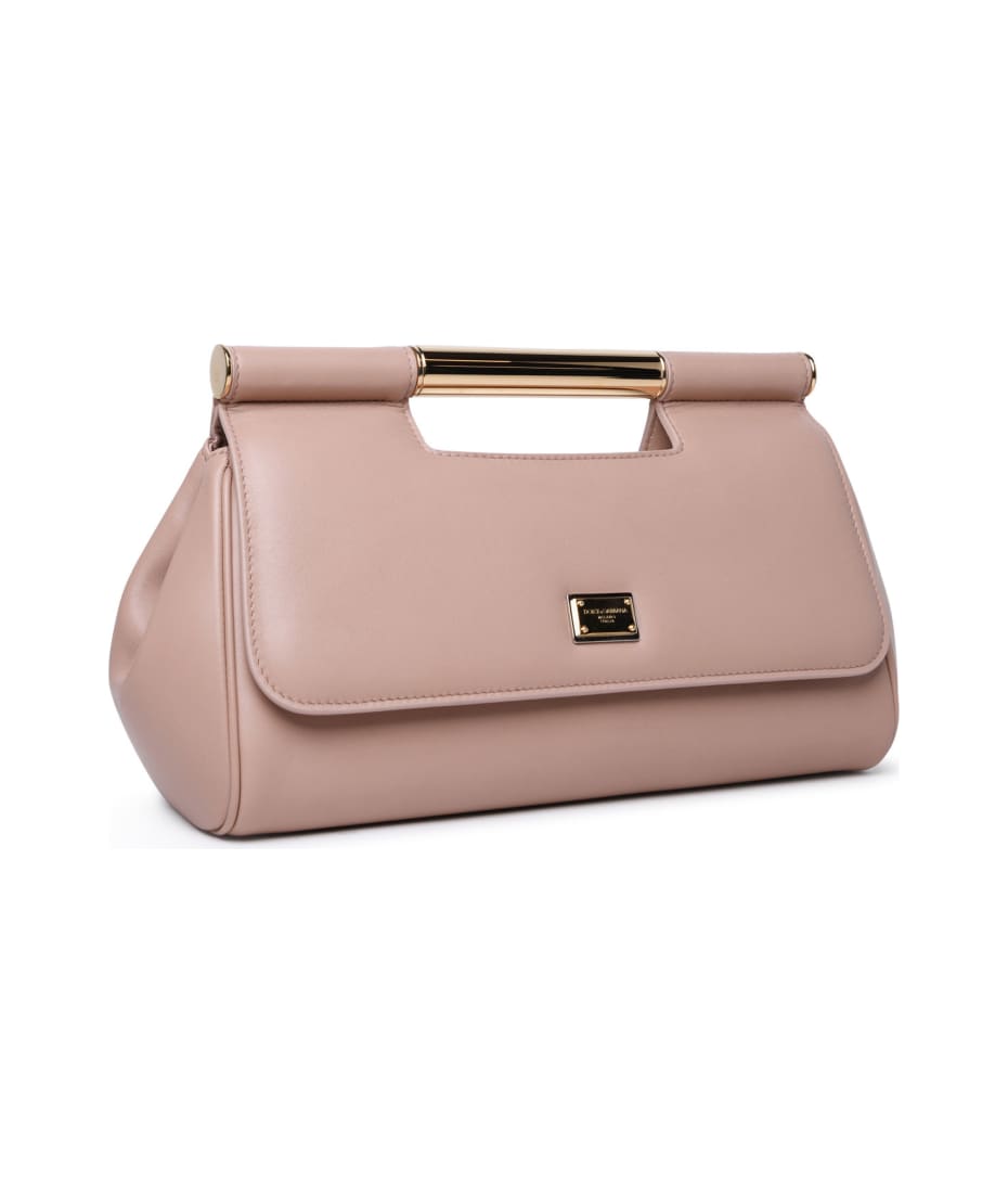 Dolce & Gabbana 'sicily' Nude Large Leather Clutch - Nude