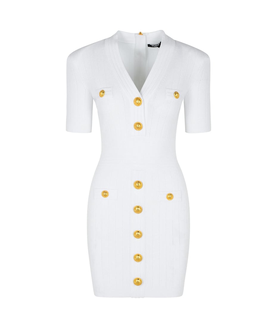 【送料&関税込】Balmain White Viscose Blend Dress Balmain White Viscose Blend Dress | italist