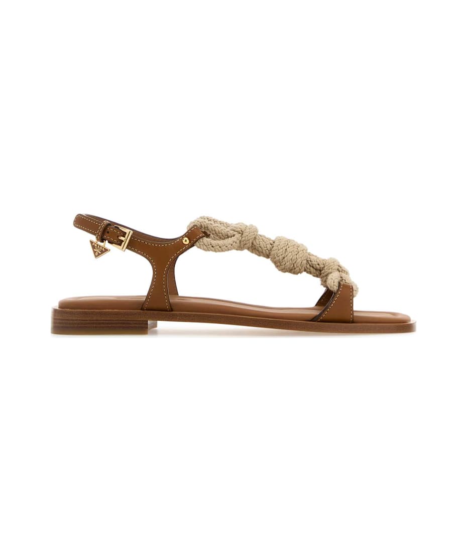 サンダル・ミュール PRADA Two-Tone Fabric And Leather Sandals Prada Two-tone Fabric And Leather Sandals | italist, ALWAYS