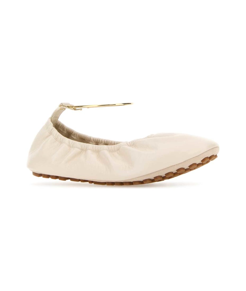 Fendi Ivory Leather Ballerinas - WHITE