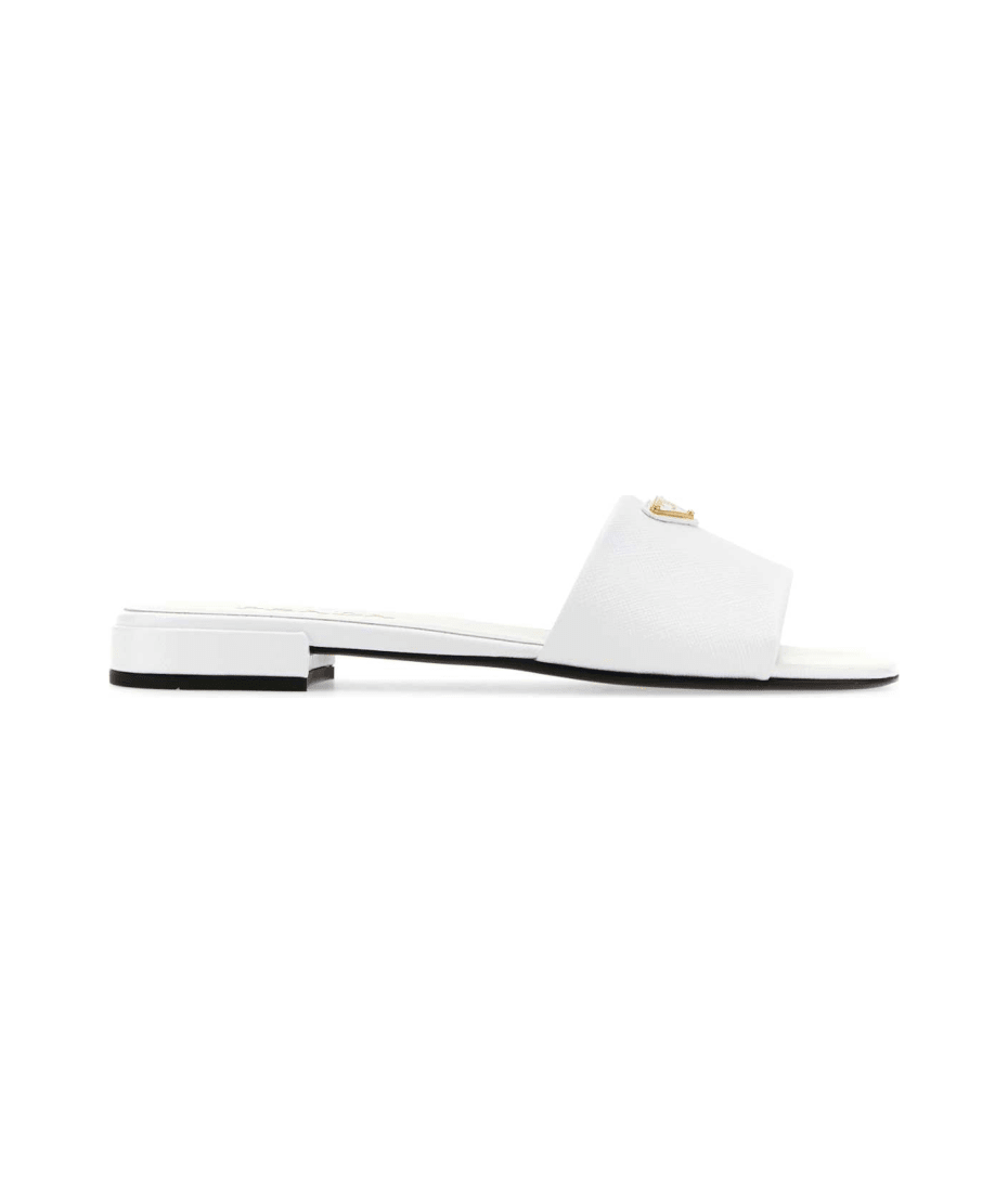 【関税&送料込】Prada White Nappa Leather Slippers Prada White Leather Slippers | italist