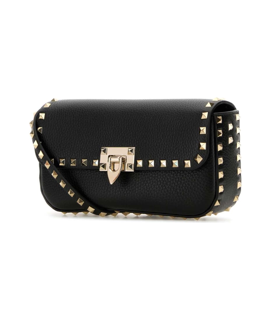 Valentino Garavani Black Leather Rockstud Crossbody Bag