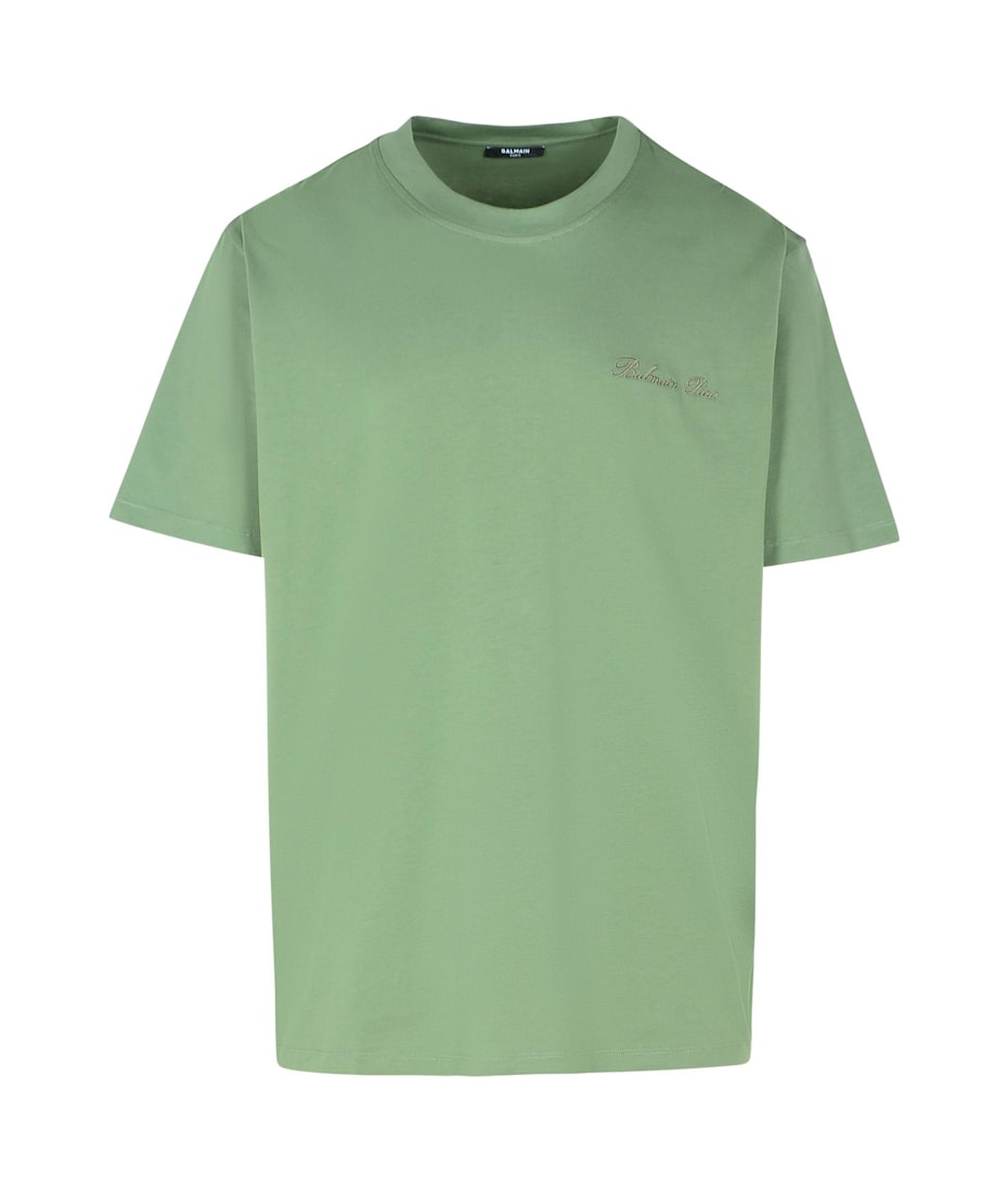 【関税＆送料込み】Balmain Green Cotton T-Shirt 関税＆送料込み】Balmain Green Cotton T-Shirt Balmain logo