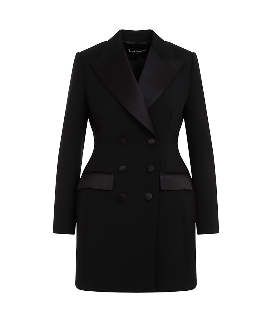 ジャケット DOLCE & GABBANA Woman Jacket Black F27EHTFUBD2 N0000 Short double-breasted wool crepe jacket in Black for Women