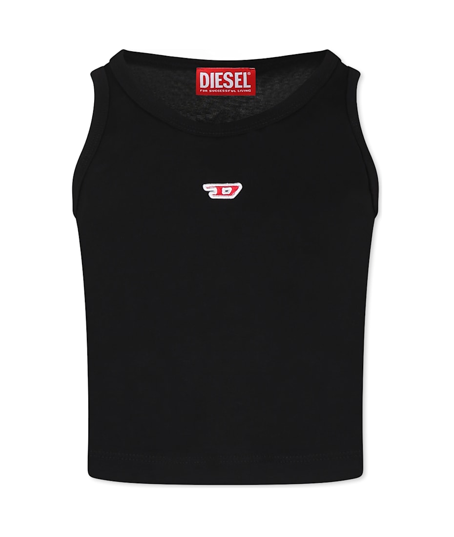 DIESEL シス T テニム ロコ フラク ヒキニ トッフ 【関税込】 Diesel Black Tank For Girl With Logo | italist