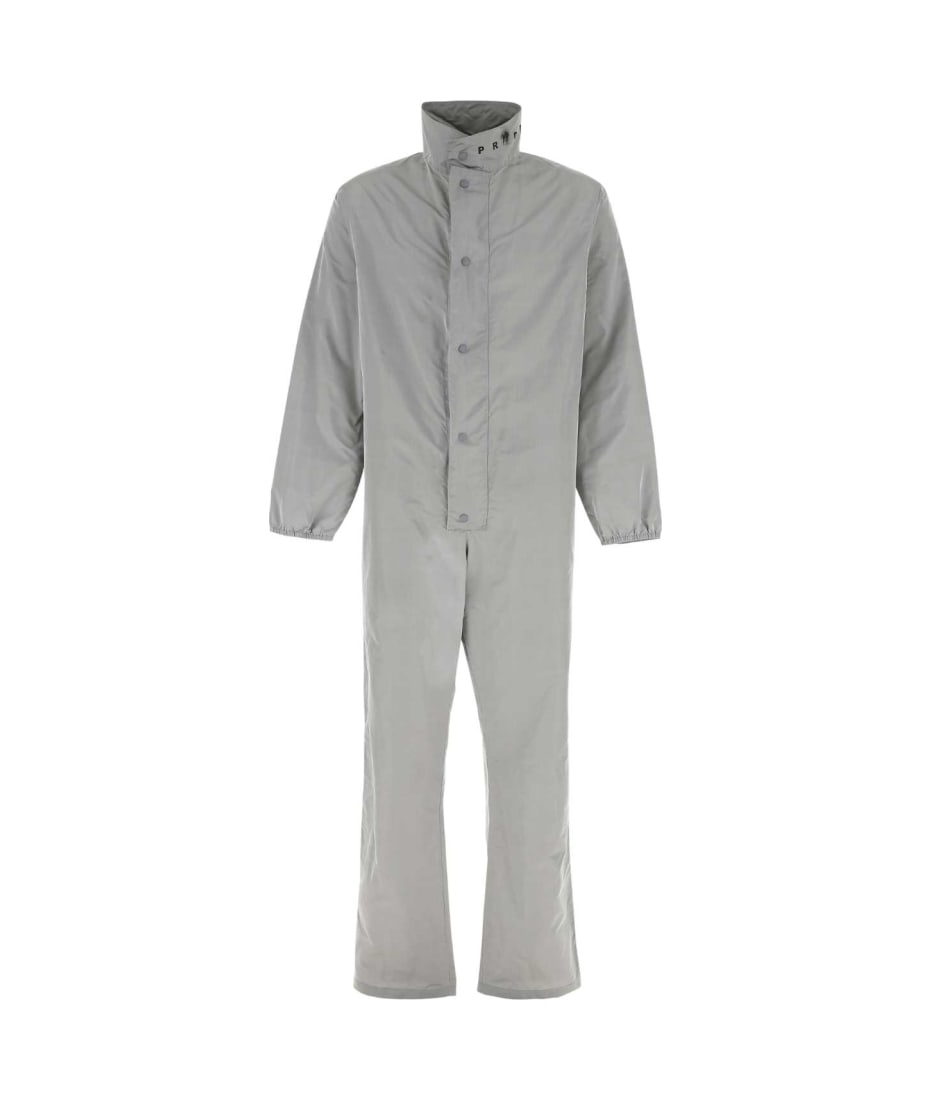 【送料&関税込】Prada Graphite Stretch Poplin Jumpsuit Prada long-sleeve Poplin Jumpsuit | Grey | FARFETCH