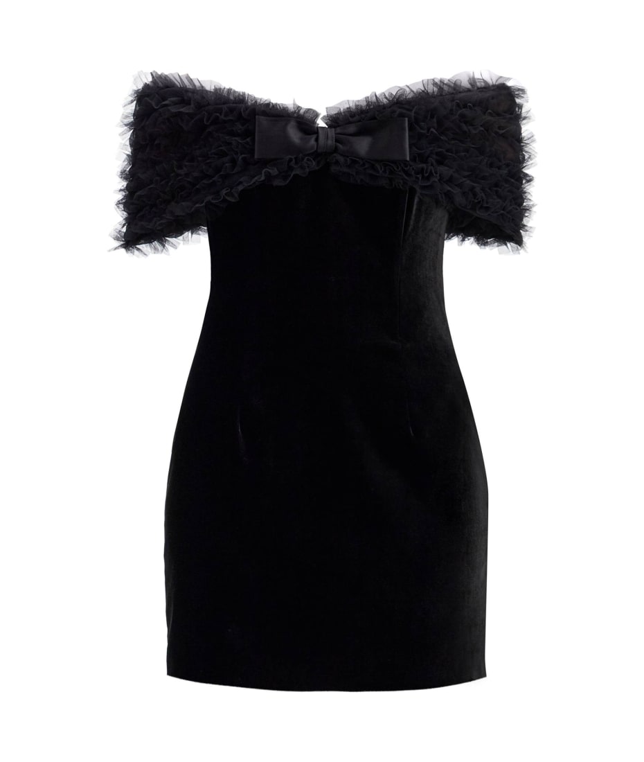 Alessandra Rich Velvet Off-shoulder Mini Dress | italist