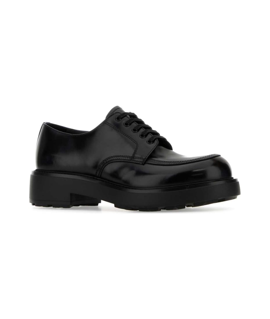 Prada Black Leather Lace-up Shoes | italist