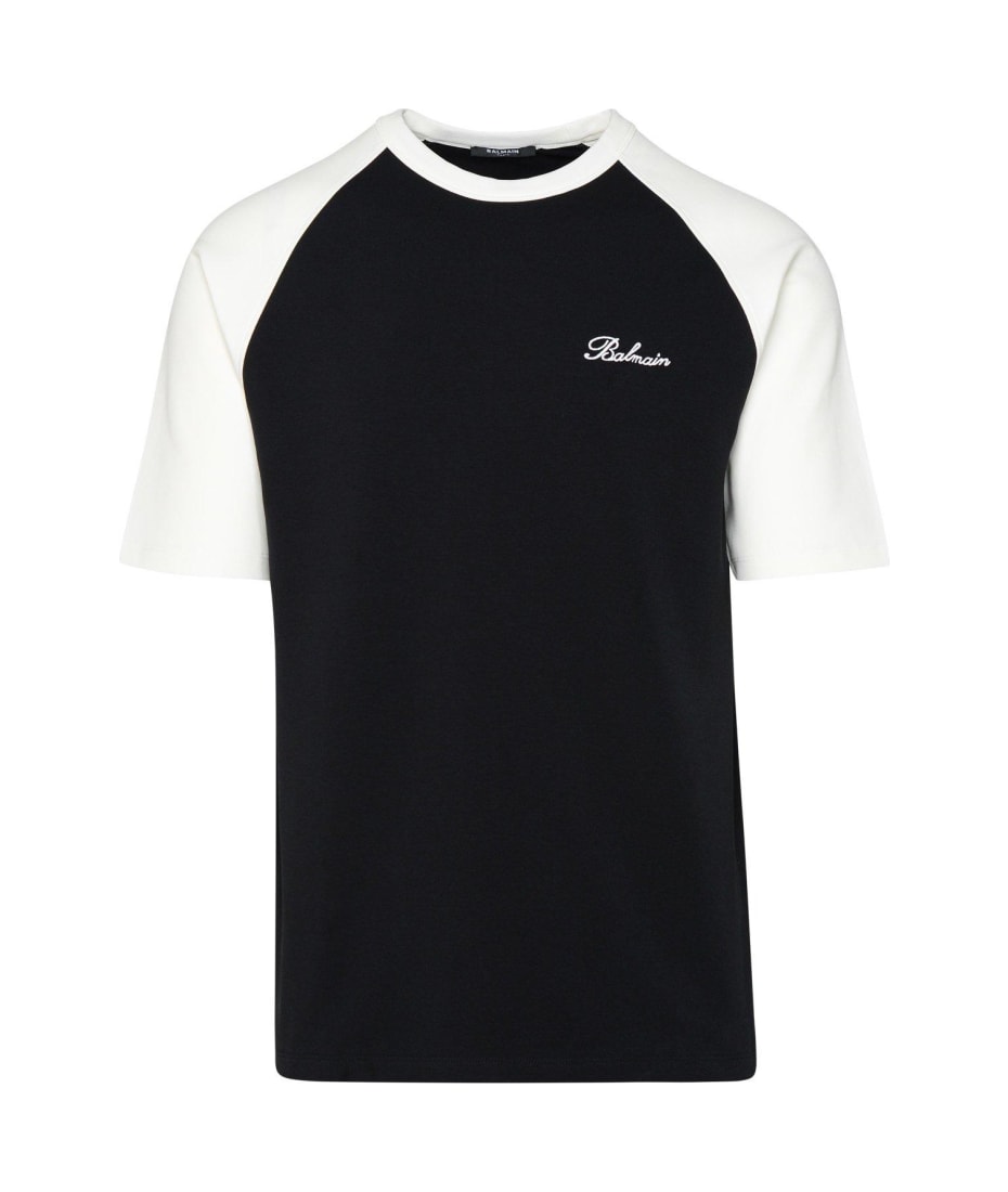 Balmain Round Neck Logo Embroidered T shirt italist ALWAYS LIKE A SALE