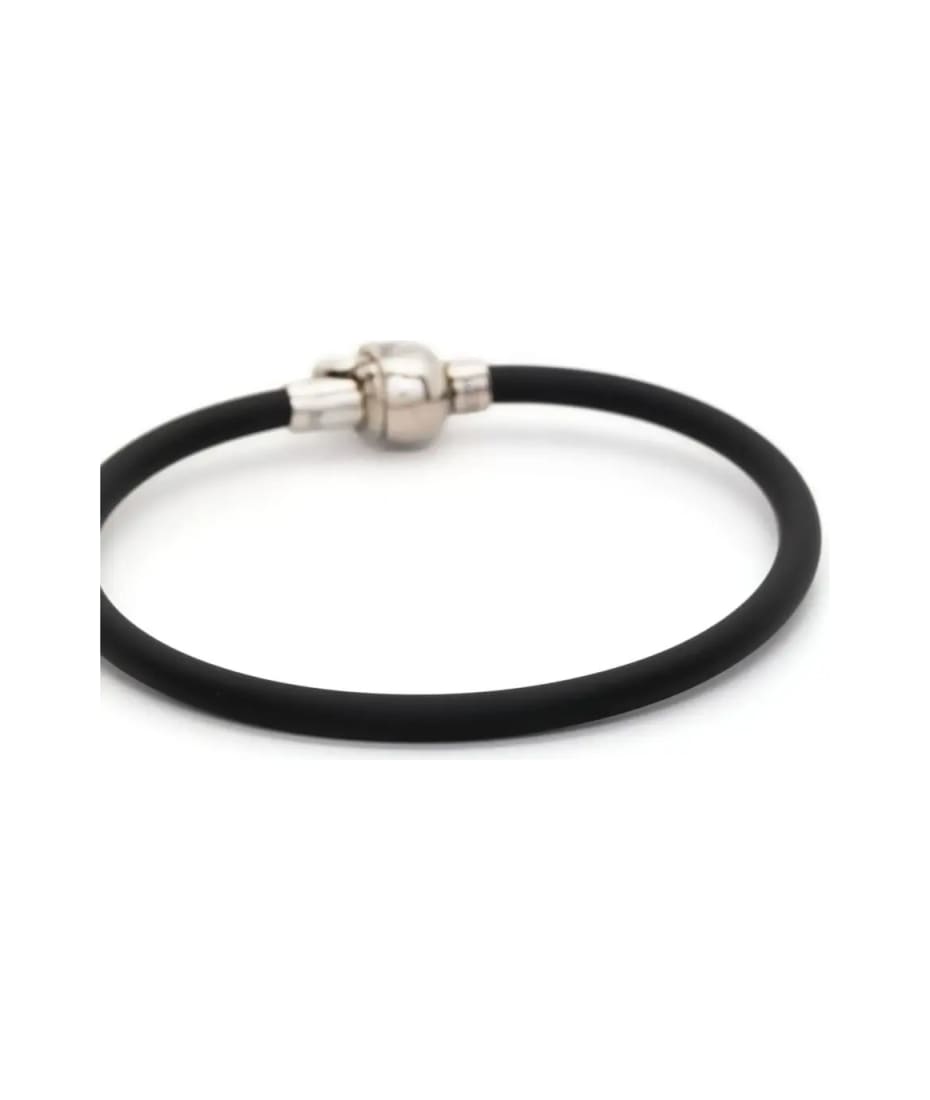 Alexander McQueen Rubber Skull Bracelet In Black And Silver