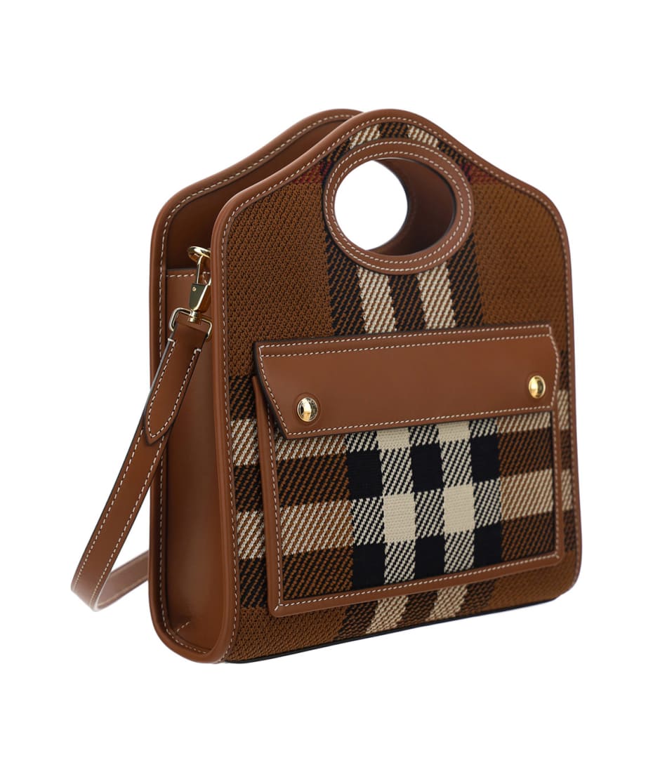 ハンドバッグ BURBERRY POCKET MIN HANDBAG INI COATED CANVAS Mini Pocket Bag in Natural/malt brown - Women, Canvas