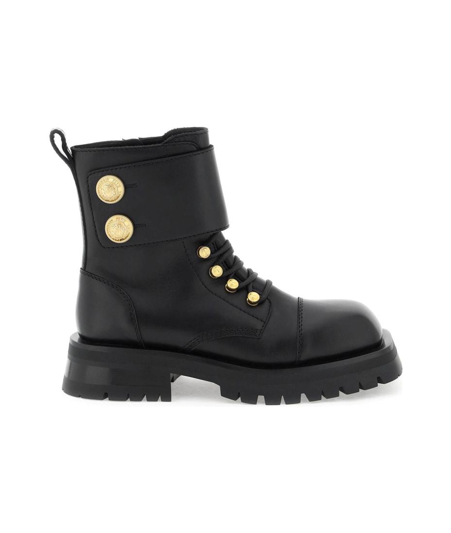 Balmain Charlie Monogram Lace-Up Army Booties