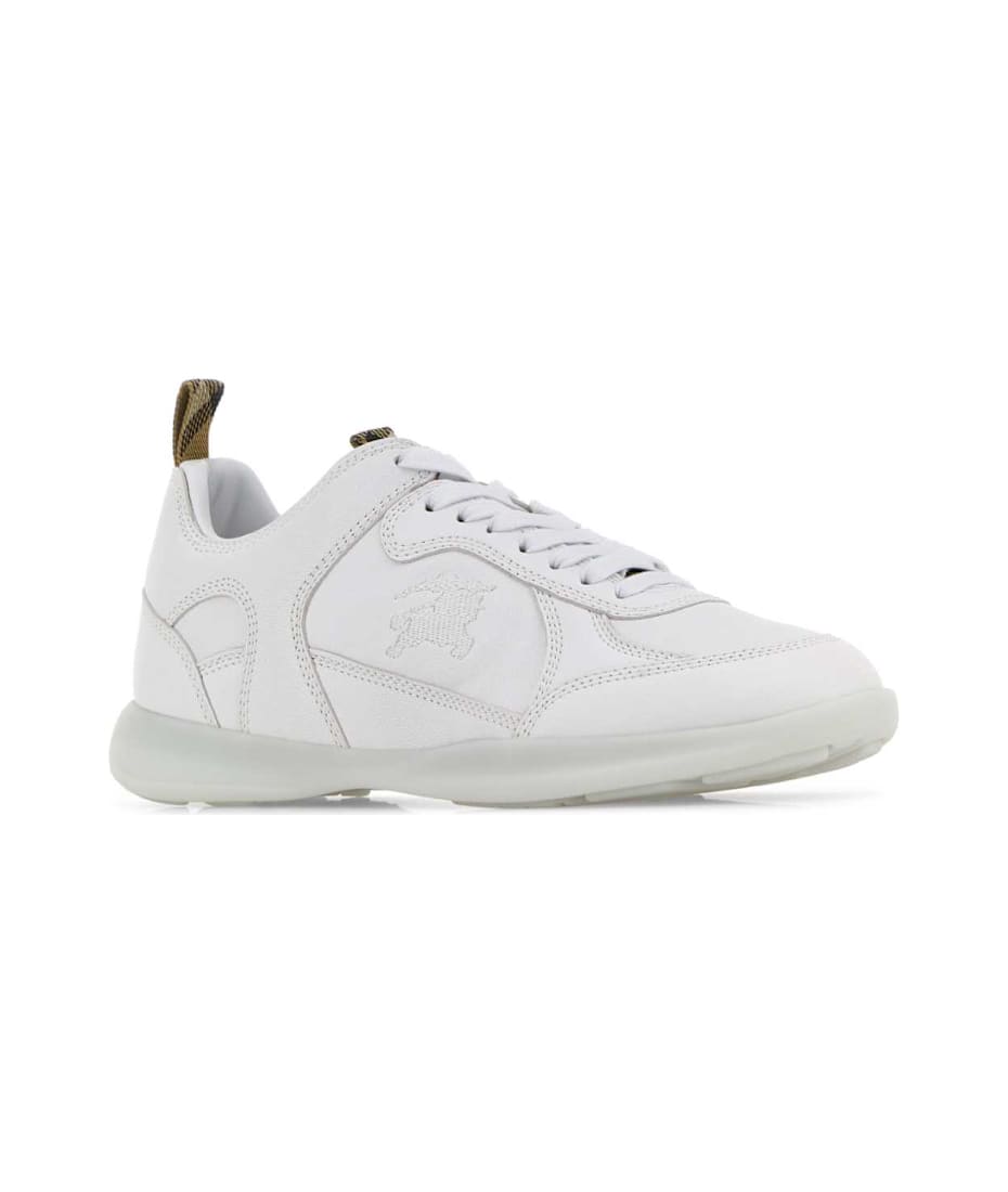 【送料&関税込】Burberry White Leather Sneakers Burberry Men's Leather Box Low-Top Sneakers | Neiman Marcus