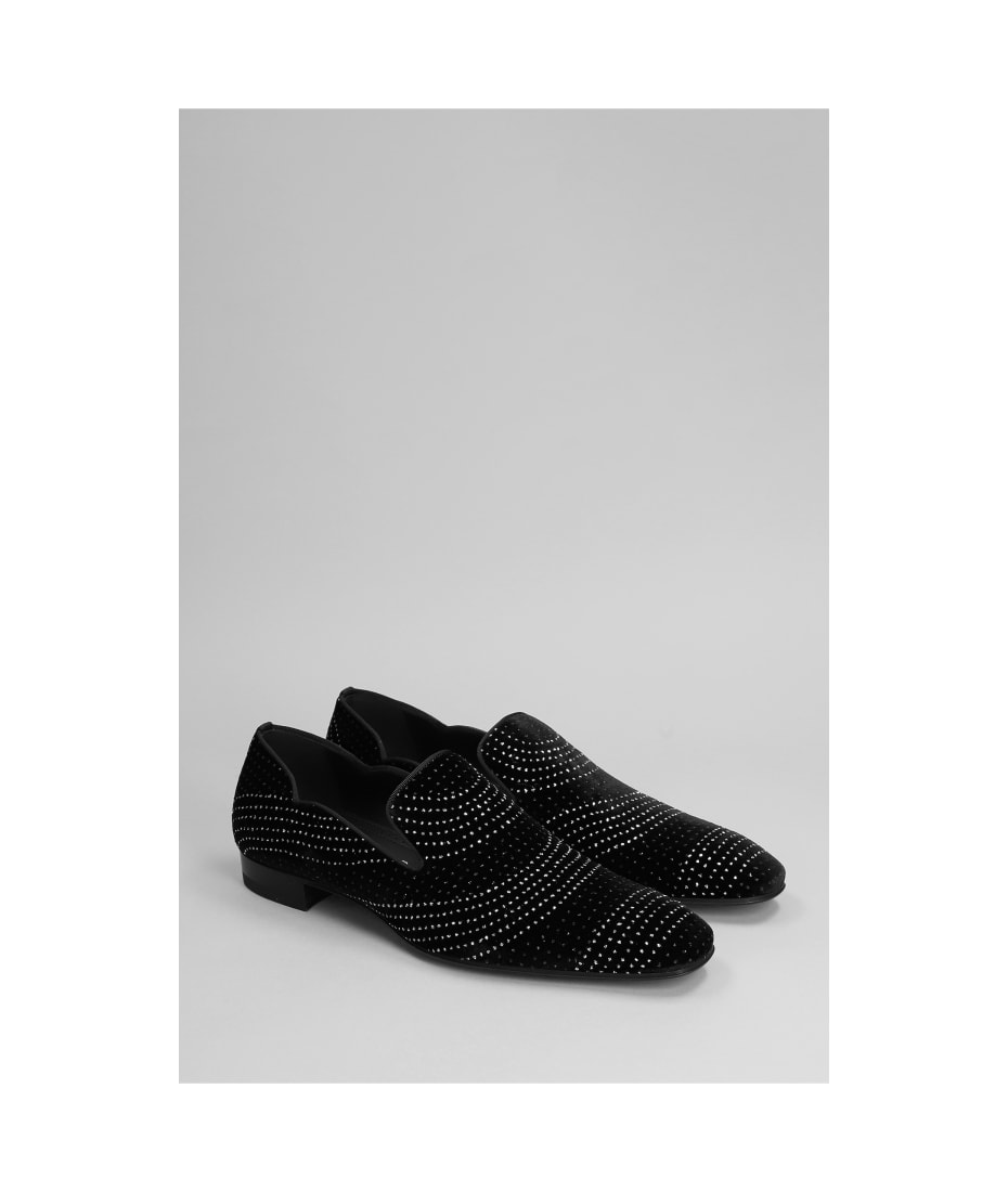 Christian Louboutin Black Velvet Dandelion Spike Loafers Size 42 Christian  Louboutin