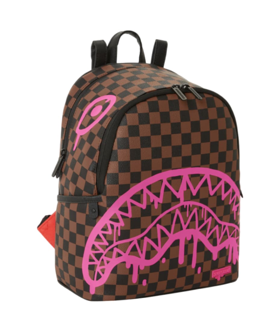 Bags  Sprayground Backpack Pink Drip Brown Check Dlx Brown And