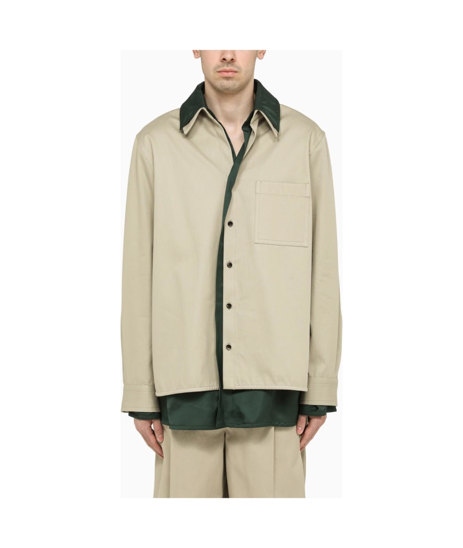 Tシャツ・カットソー BOTTEGA VENETA SS23 COTTON TWILL SHIRT (725670_V1X504246) BOTTEGA VENETA 600$ T-shirt - Contrast Green Overlock Stitch