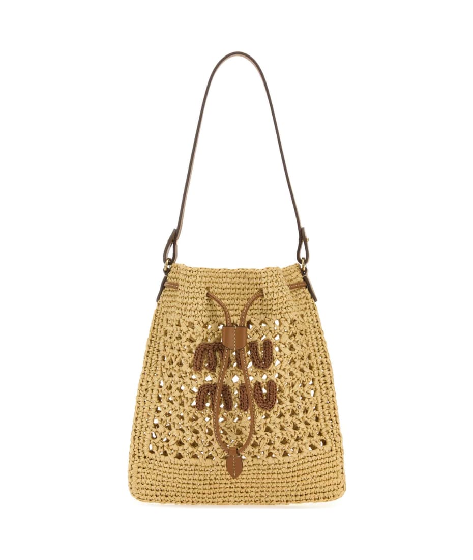 [MiuMiu]★Raffia Shoulder Bag★Tan Miu Miu Raffia Shoulder Bag | italist