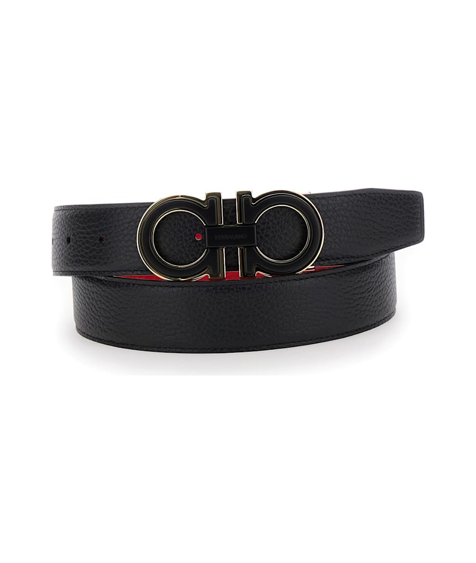 VIP【関税送料無料】希少 FERRAGAMO BLACK LEATHER GANCINI BELT e2c682b0ef029cf650f8de7e5ea43c