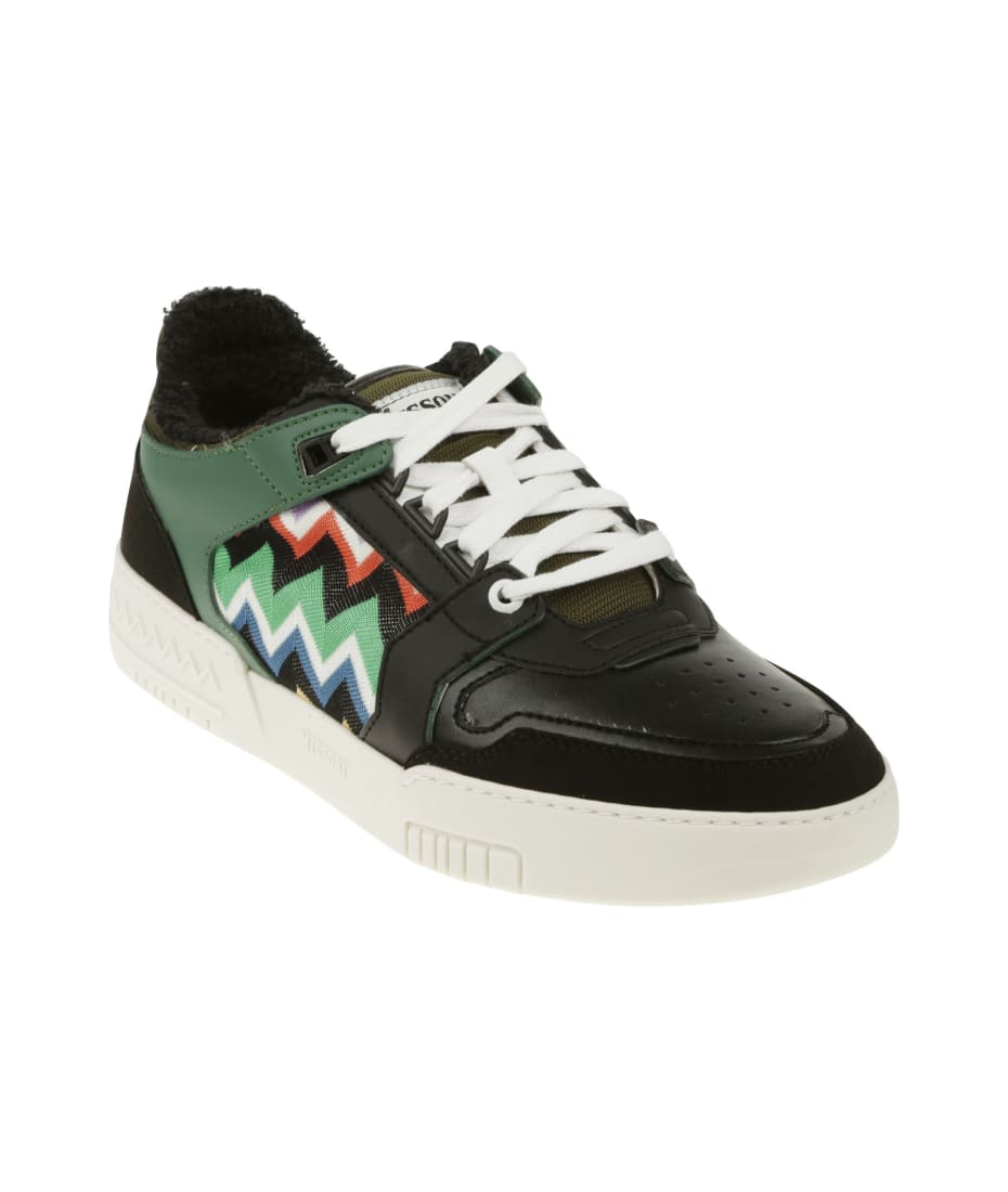 Men's Missoni Basket Low-top Sneakers, White/Black, Men's, 4D, Sneakers & Trainers Low-top Sneakers