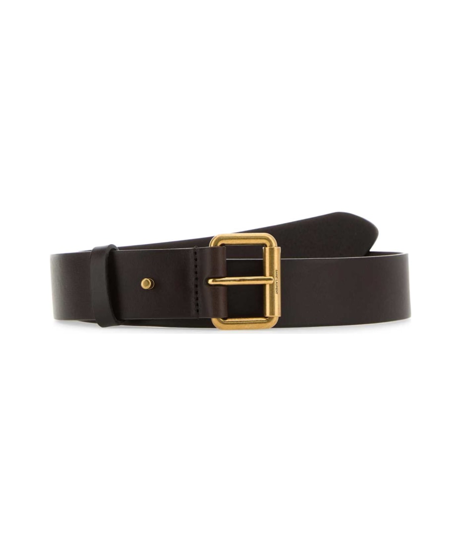 Saint Laurent Dark Brown Leather Motorcycle Belt | italist