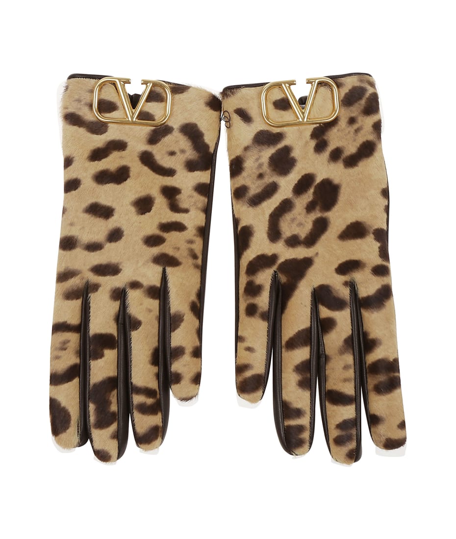 VLogo leather gloves