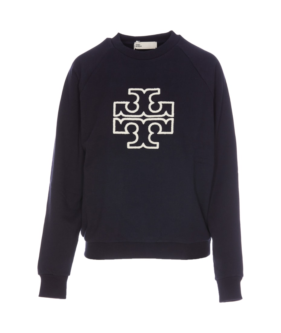 Tory Burch Embroidered Logo Tshirt in Blue