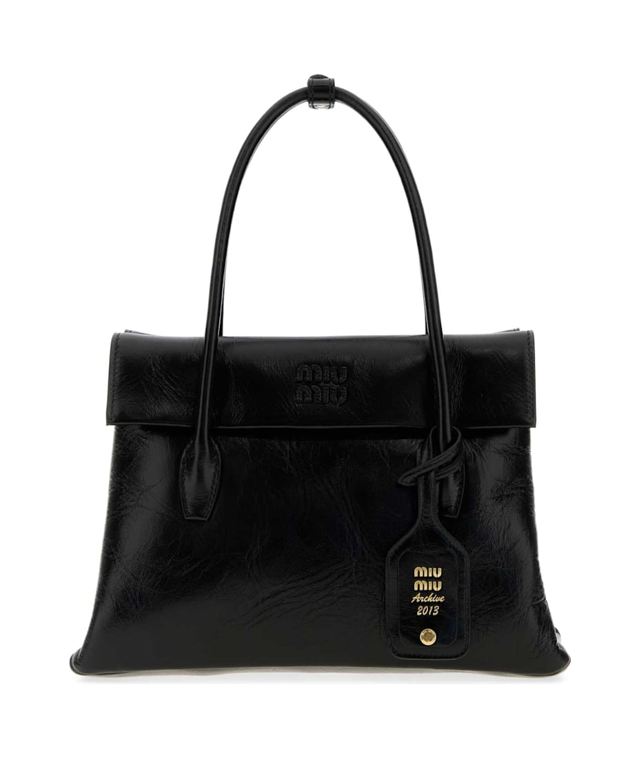 バッグ Miu Miu Archive Leather Hand Bag Black Miu Miu Vintage Archive Hand Tote Shoulder Bag Leather Black