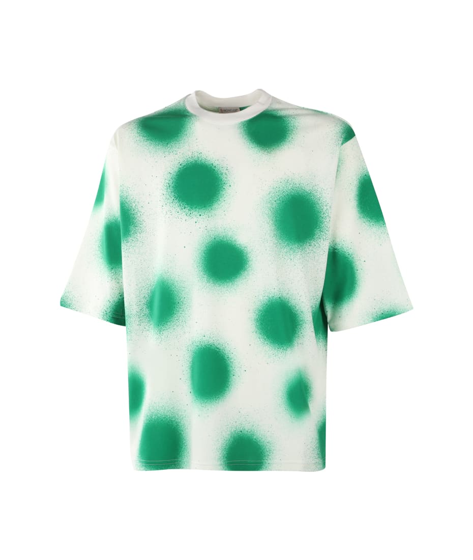 Green Jw Anderson Oversized Printed Cotton-jersey T-shirt in White Moncler Genius Womens Tops Moncler Genius Tops 