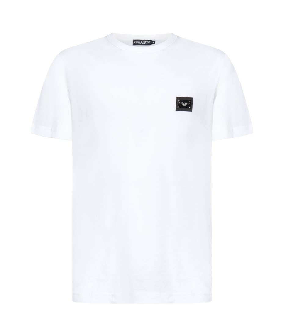 Tシャツ・カットソー DOLCE & GABBANA COTTON T-SHIRT WITH PLAQUE Dolce & Gabbana Logo Plaque T-shirt | italist