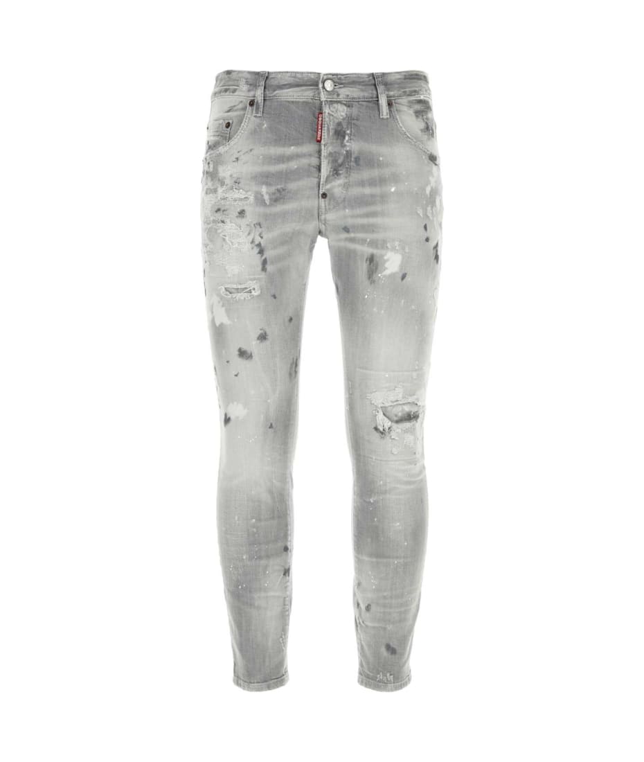 Dsquared2 Light Grey Stretch Denim Skater Jeans | italist