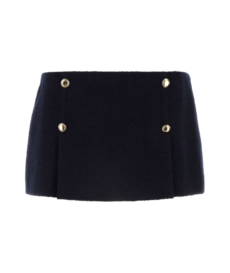 Miu Miu Midnight Blue Wool Blend Mini Skirt | italist