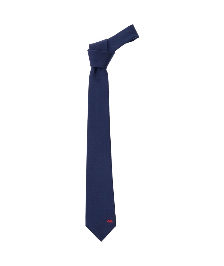 Alexander McQueen ネイビー ネクタイ Alexander McQueen Blue Pre-tied Tie With Seal Logo