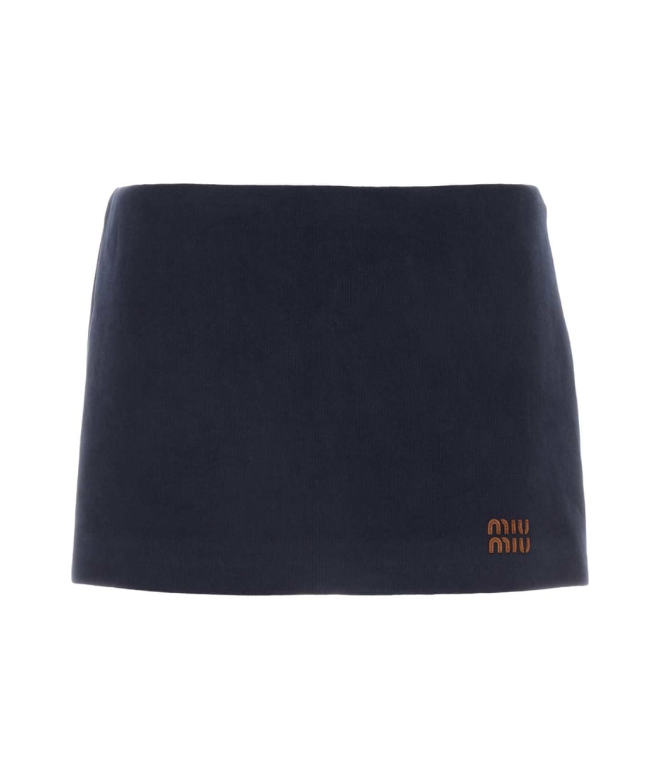 ミニスカート MIU MIU Women Mini Skirts MG2052S23212I1 F0124 NAVY Miu Miu Navy Blue Cotton Mini Skirt | italist