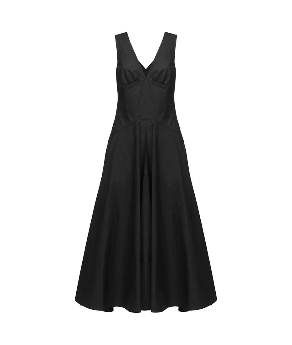 SALE【Alaia】Vネック ストライプ ミディドレス Alaia V-neck Striped Midi Dress | italist