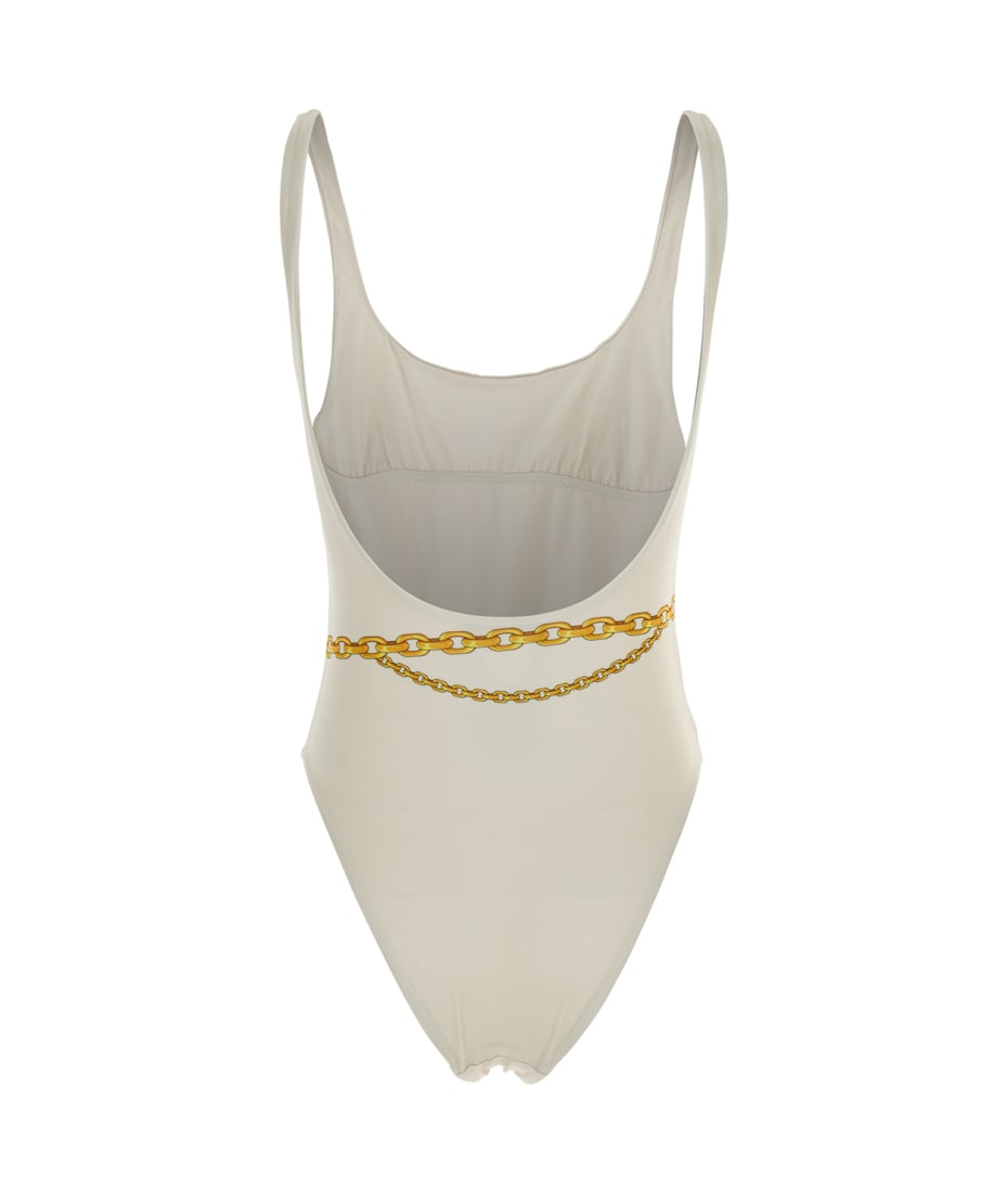 【関税送料込】VERSACE  White One-Piece Swimsuit With Ch One-piece swimsuit Versace White size 1 0-5 in Cotton