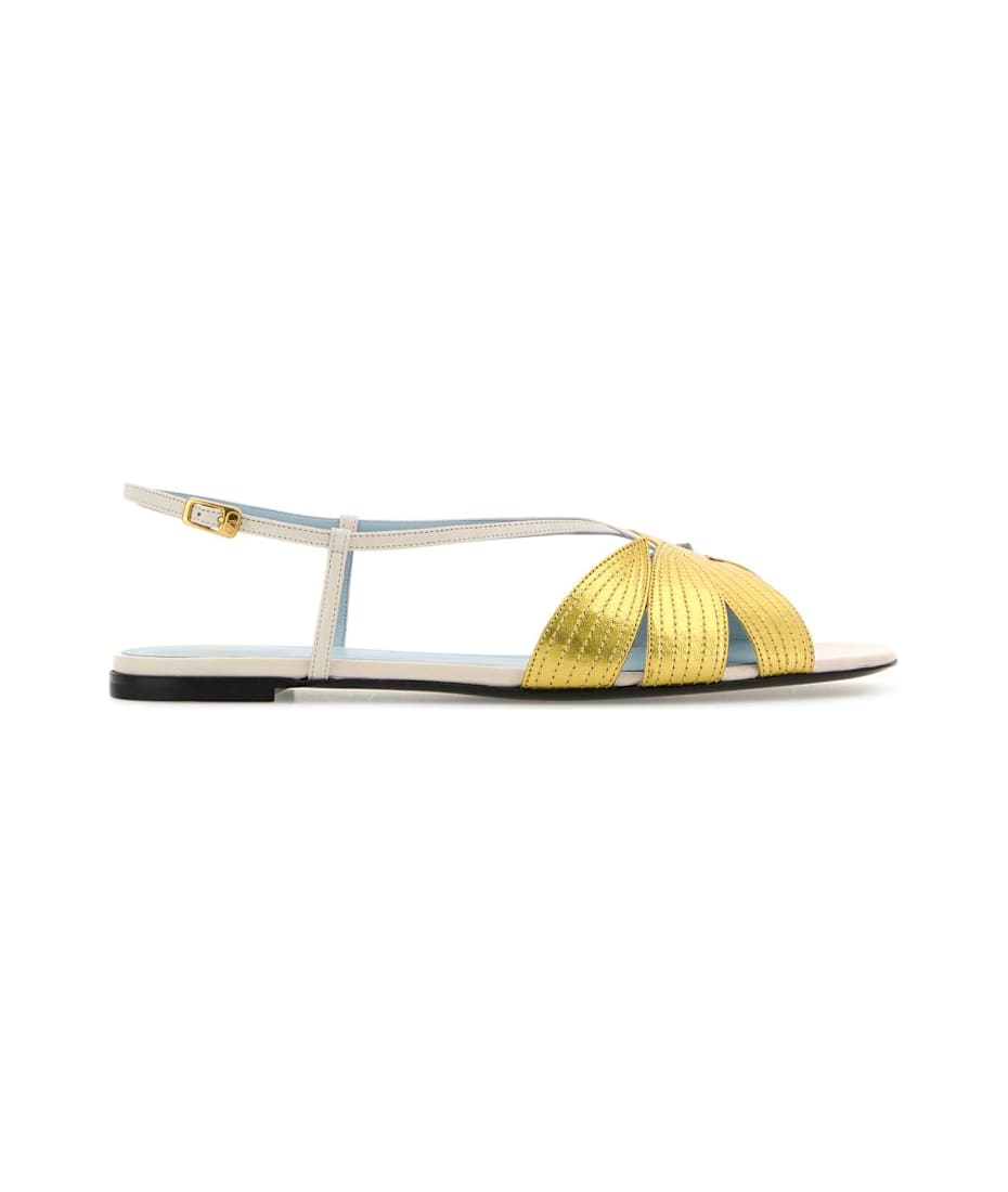 サンダル・ミュール VALENTINO Ivory leather Foliefoliage sandals Valentino Garavani Ivory Leather Foliefoliage Sandals