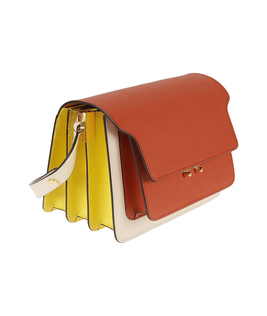 MARNI｜ (Trunk Bag (SBMPN09NO1 LV520 ZN99N)) Marni - Trunk Saffiano leather shoulder bag Burgundy - The