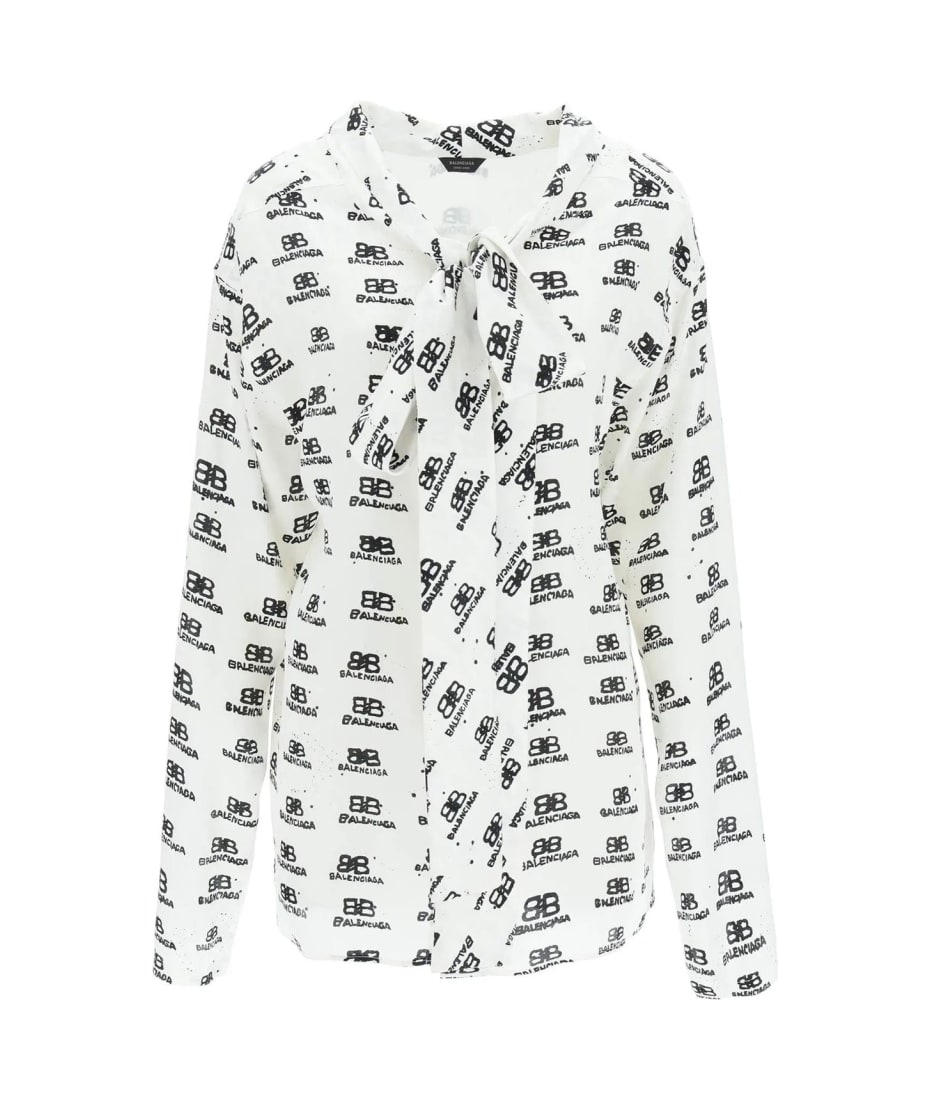 Balenciaga Printed Silk-satin Blouse