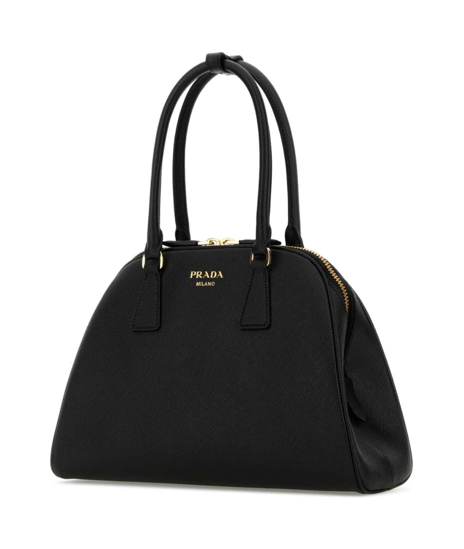 【大人気】PRADA ブラック レザー ショッピングバッグ SS24 プラダ 大きな黒の穴あきレザー ショッピング バッグ