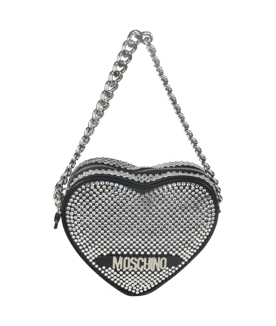 Moschino Swarovski Crystal Embellished Heart Shoulder Bag In