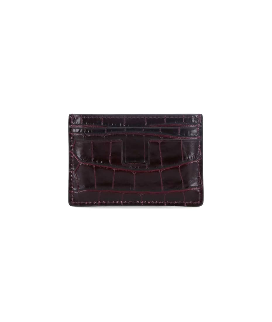 【関税＆送料込み】Tom Ford Bordeaux Card Holder With Embos Tom Ford Logo Card Holder | italist