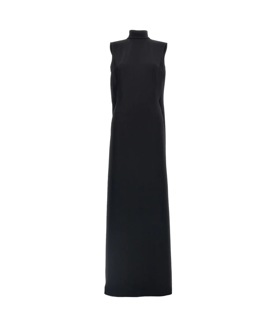 alberta ferretti black dress Long wool dress with piercings main image 0