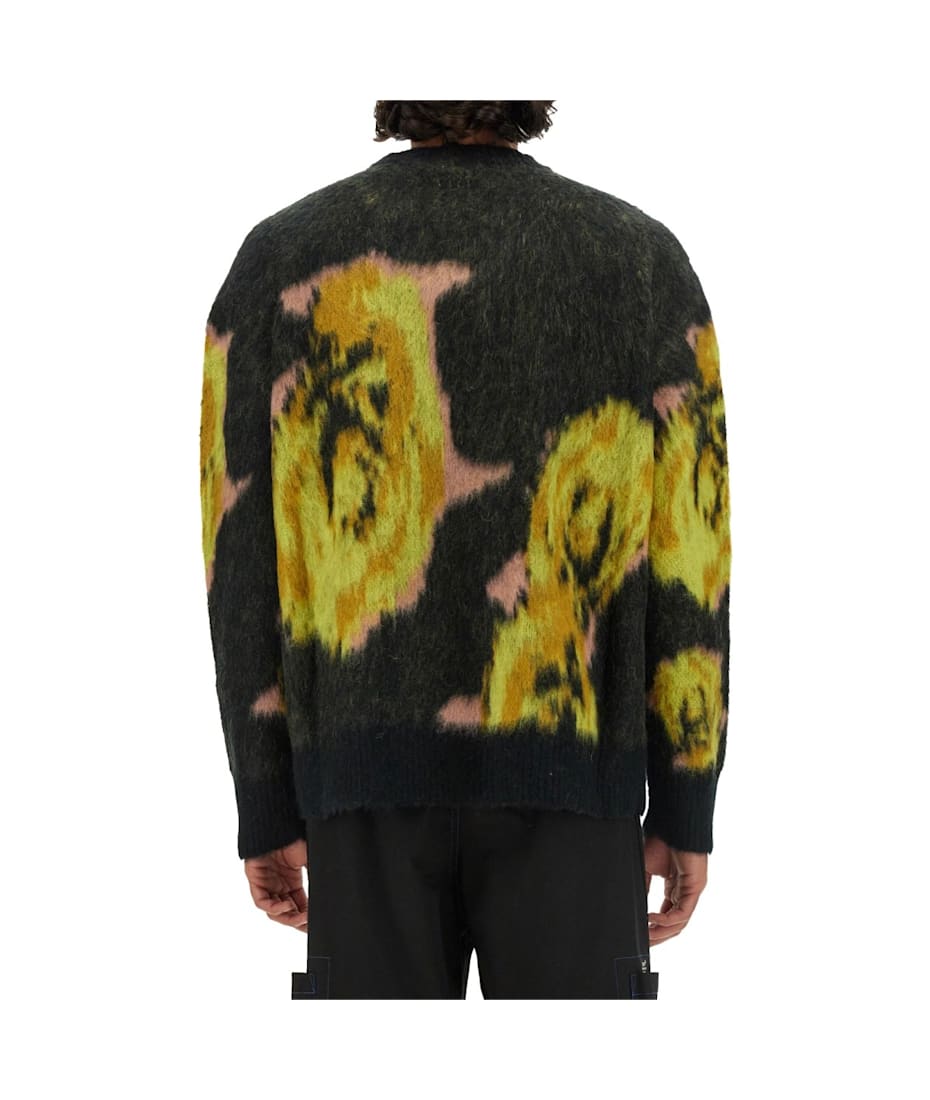 【送料&関税込】MSGM Rose Intarsia-knit Crewneck Jumper MSGM Rose Intarsia Print Jumper | Black | FARFETCH
