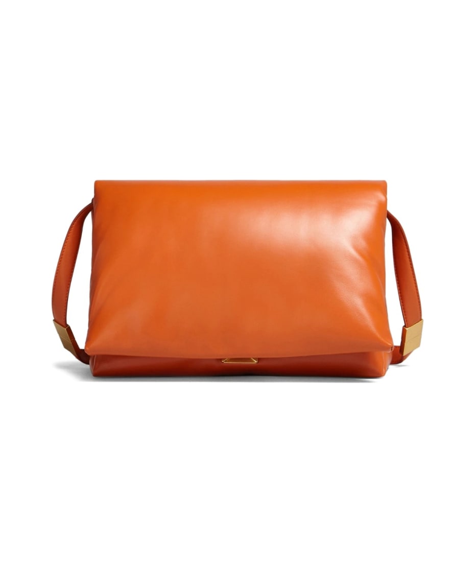 Prisma Padded Leather Shoulder Bag in Beige - Marni
